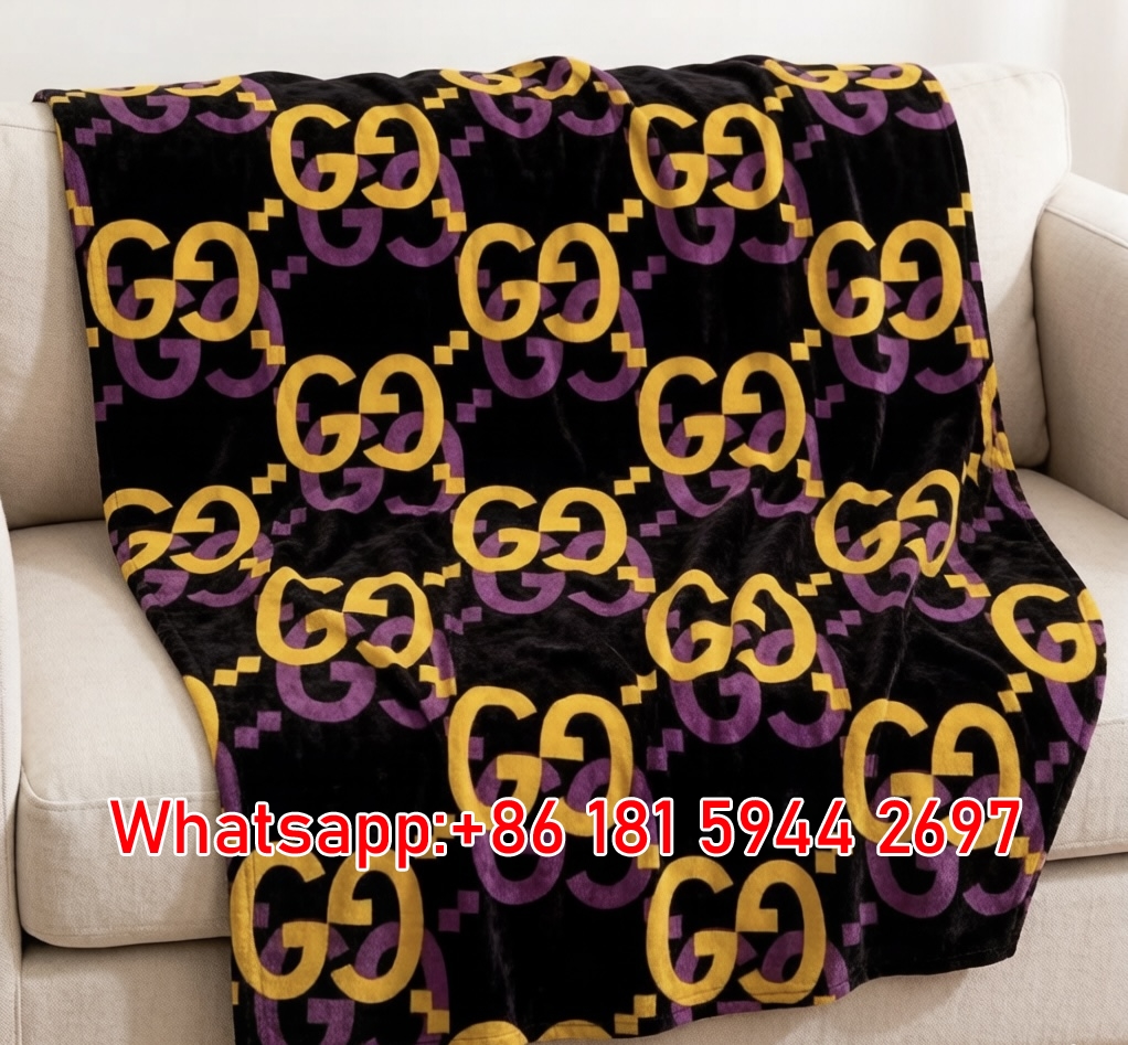 Gucci Throw Blankets GG Square Blanket – Bold Yellow & Purple GGJY (16)